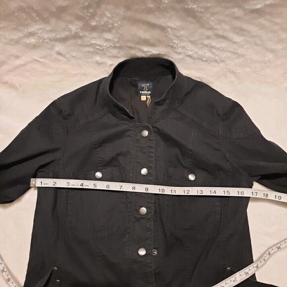 Tribal Denime Women's Black Denim Coat Military Style Size Small - Picture 8 of 9